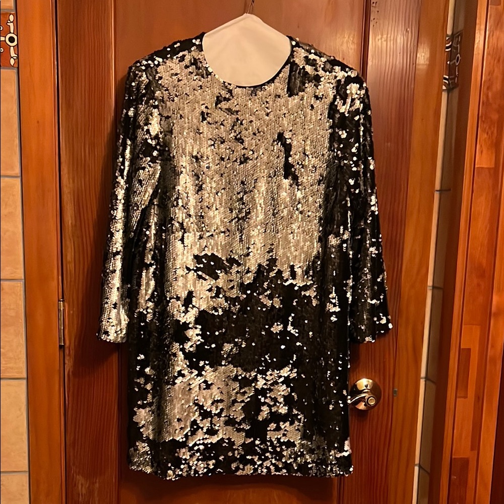 Elizabeth and James Black and Silver Dress
